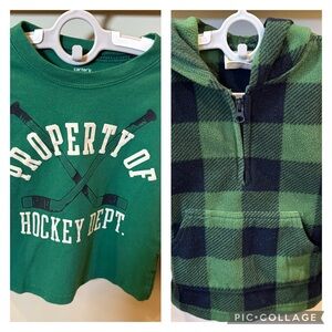 Carters Crazy 8 Toddler Boys Green Buffalo Plaid Fleece and Top Size 2T